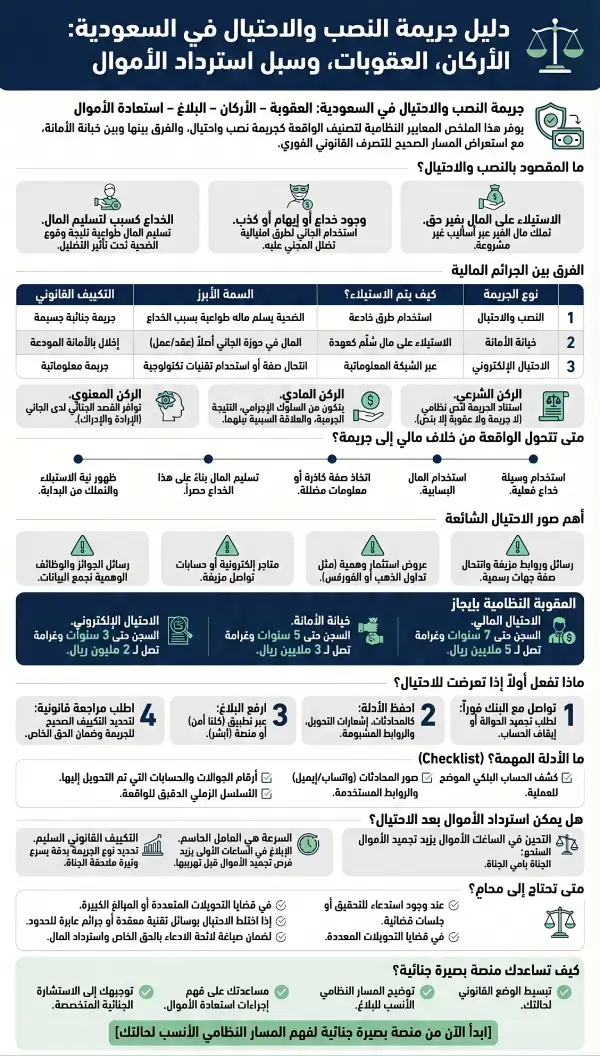 دليل جريمة النصب والاحتيال في السعودية