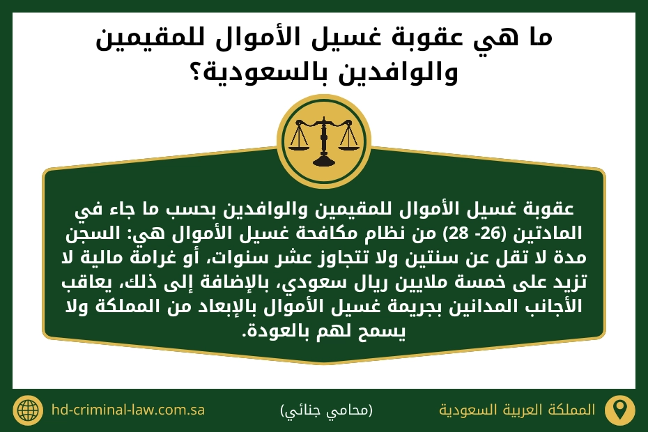 ما هي عقوبة غسيل الأموال للمقيمين والوافدين بالسعودية