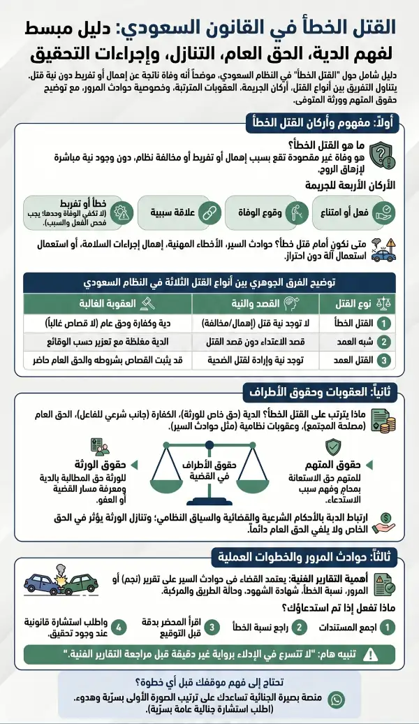 دليل القتل الخطأ في القانون السعودي