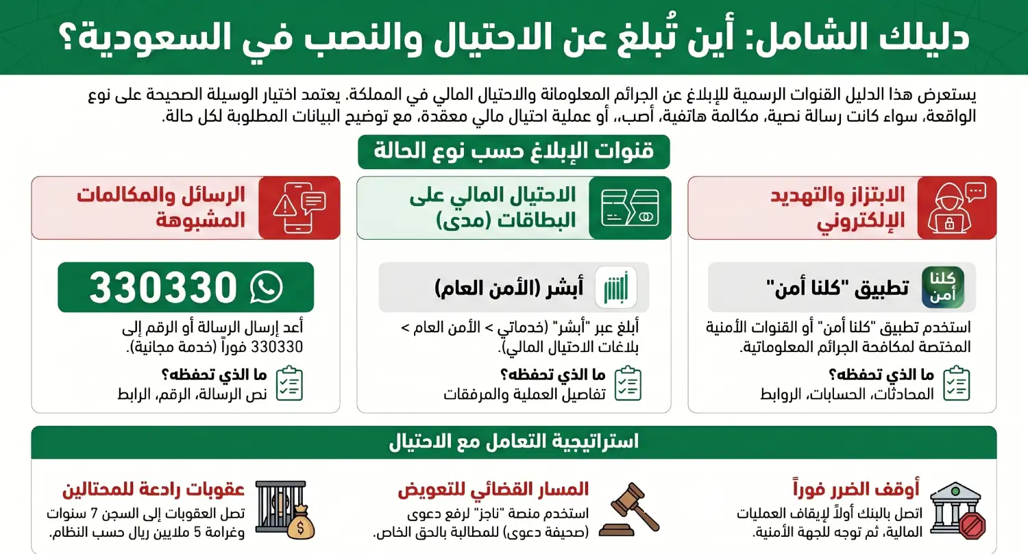 دليل الإبلاغ عن الاحتيال بالسعودية