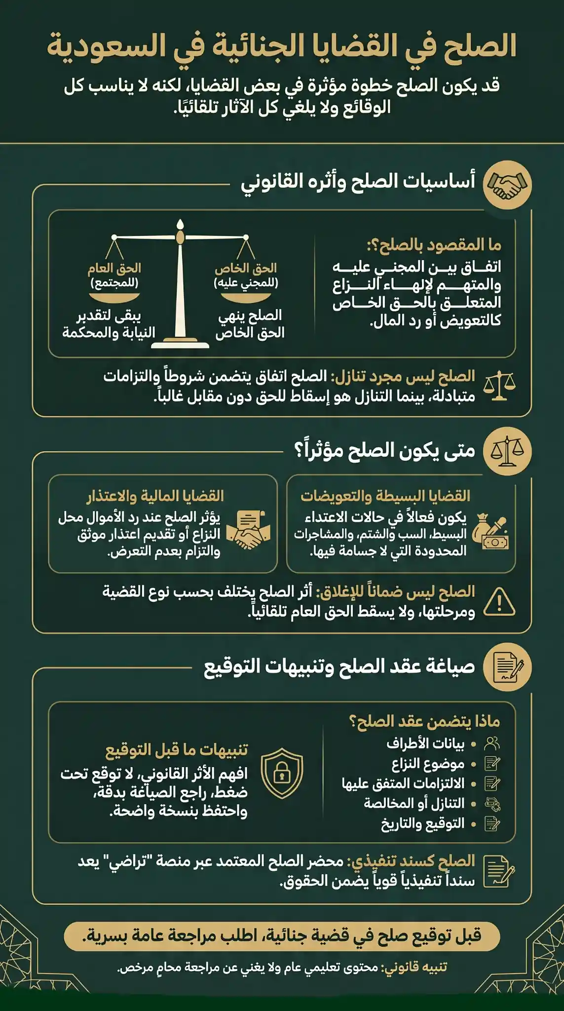 الصلح في القضايا الجنائية في السعودية